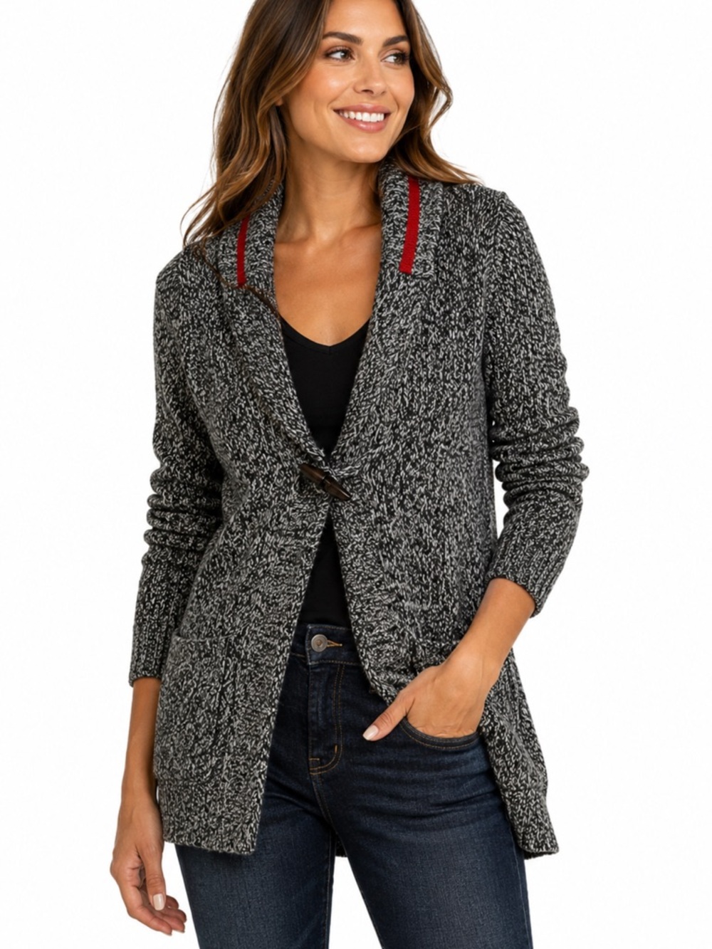 Roots Shawl Collar Toggle Sweater Small Cabincore Heritage Knit Cozy Layers